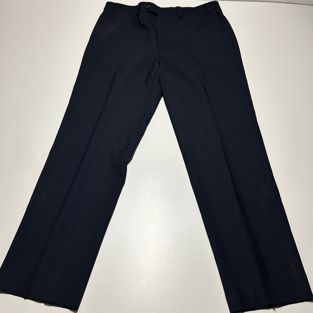 Lauren Ralph Lauren Mens 36x32 Navy Blue 100% Wool Total Comfort Dress Pants